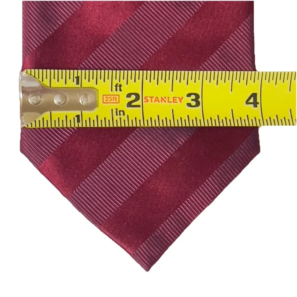 Henry Jacobson Necktie Mens Burgundy Red Excellent Silk Tonal Striped Hand Made